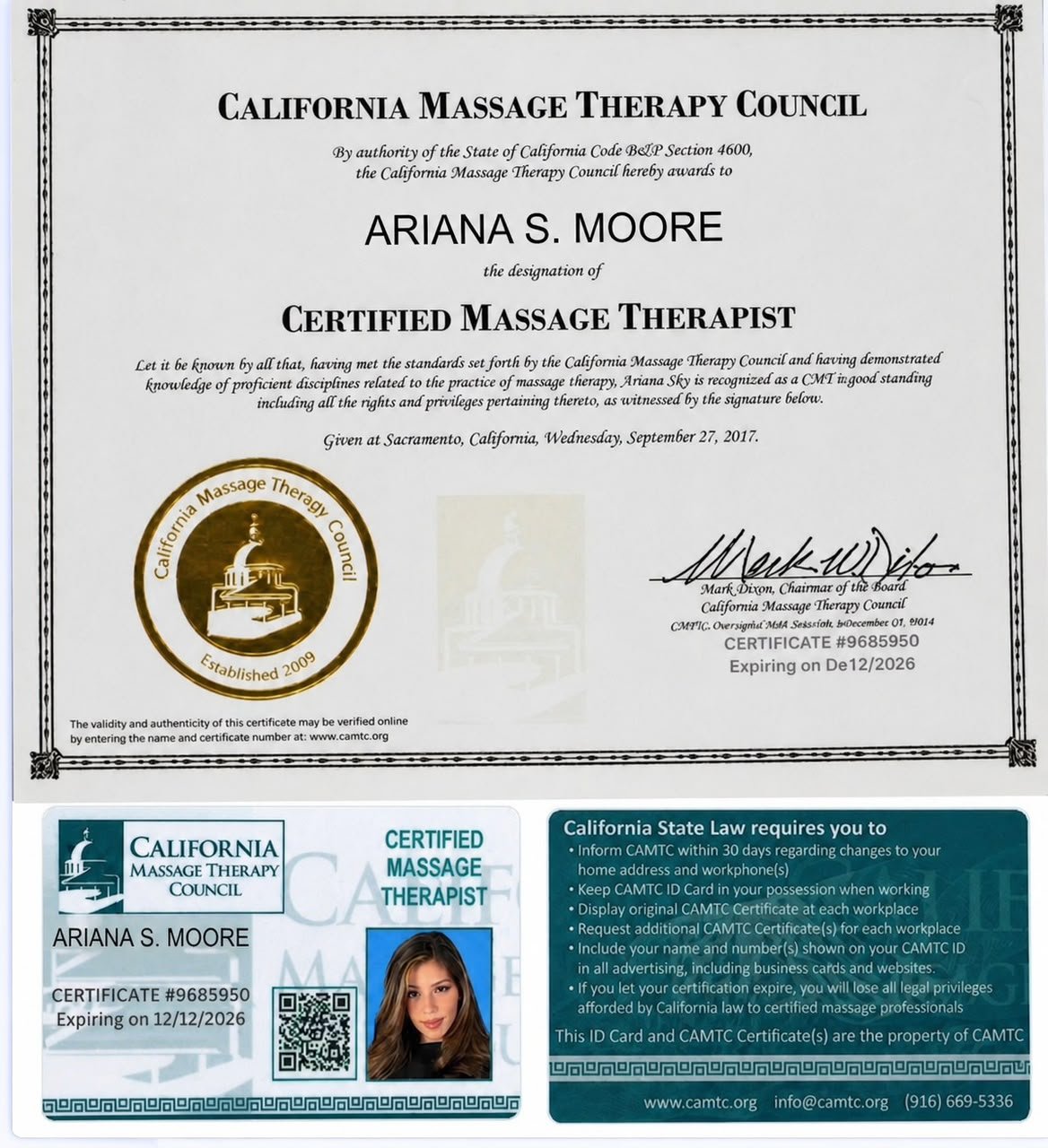 California Massage Therapy Council Certification